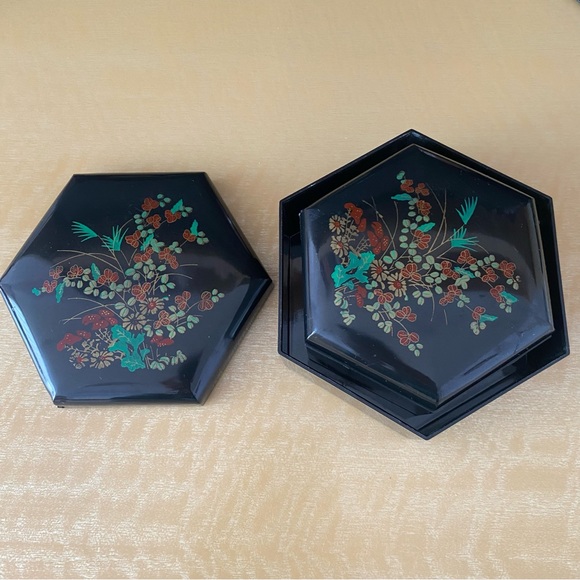 Vintage Hexagon Jewerly Trinket Nesting Boxes Set of 3 - Picture 5 of 9